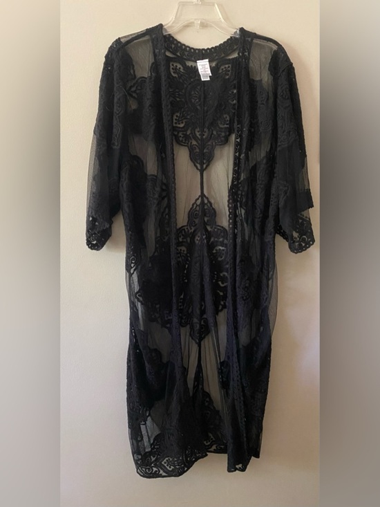 Other - Sheer Black coverup Lace Kimono Robe 🆕
